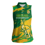 Custom Australia Soccer Women Sleeveless Polo Shirt 2025 Go Matildas Marble Grunge Style