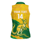 Custom Australia Soccer Women Sleeveless Polo Shirt 2025 Go Matildas Marble Grunge Style