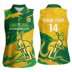 Custom Australia Soccer Women Sleeveless Polo Shirt 2025 Go Matildas Marble Grunge Style