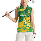 Custom Australia Soccer Women Sleeveless Polo Shirt 2025 Go Matildas Marble Grunge Style