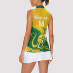 Custom Australia Soccer Women Sleeveless Polo Shirt 2025 Go Matildas Marble Grunge Style