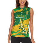 Custom Australia Soccer Women Sleeveless Polo Shirt 2025 Go Matildas Marble Grunge Style