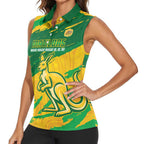 Custom Australia Soccer Women Sleeveless Polo Shirt 2025 Go Matildas Marble Grunge Style