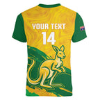 Custom Australia Soccer Women V-Neck T-Shirt 2025 Go Matildas Marble Grunge Style