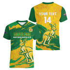 Custom Australia Soccer Women V-Neck T-Shirt 2025 Go Matildas Marble Grunge Style