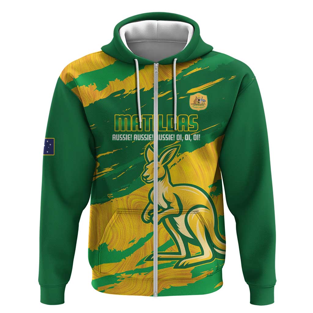Custom Australia Soccer Zip Hoodie 2025 Go Matildas Marble Grunge Style