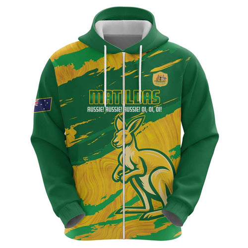 Custom Australia Soccer Zip Hoodie 2025 Go Matildas Marble Grunge Style