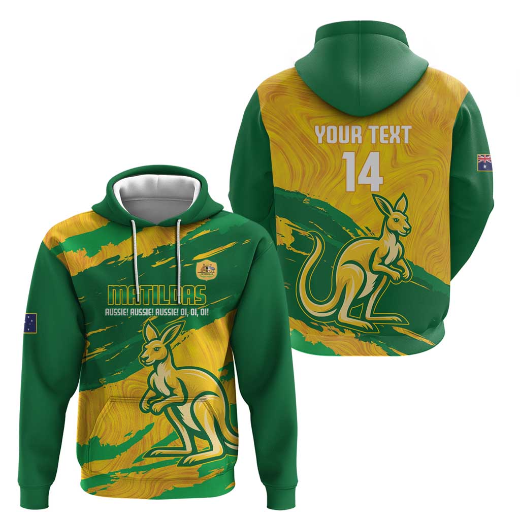 Custom Australia Soccer Zip Hoodie 2025 Go Matildas Marble Grunge Style