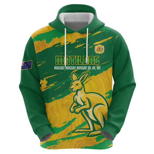 Custom Australia Soccer Zip Hoodie 2025 Go Matildas Marble Grunge Style