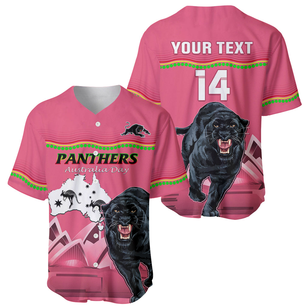 Custom Australia Day Panthers Baseball Jersey NRL 2024 Sydney Opera House With Map - Pink