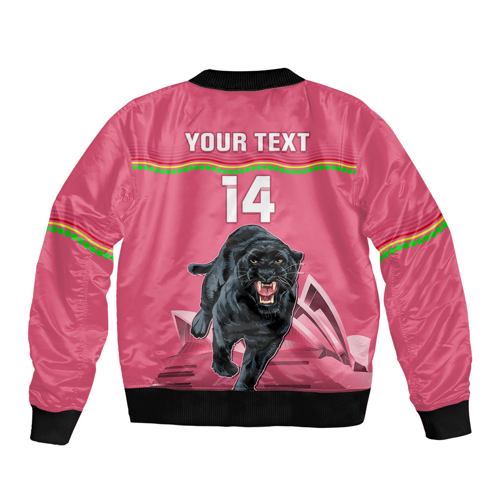 Custom Australia Day Panthers Bomber Jacket NRL 2024 Sydney Opera House With Map - Pink