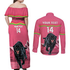 Custom Australia Day Panthers Couples Matching Off Shoulder Maxi Dress and Long Sleeve Button Shirt NRL 2024 Sydney Opera House With Map - Pink