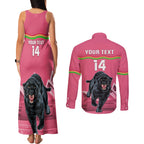 Custom Australia Day Panthers Couples Matching Tank Maxi Dress and Long Sleeve Button Shirt NRL 2024 Sydney Opera House With Map - Pink