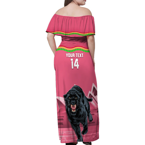 Custom Australia Day Panthers Family Matching Off Shoulder Maxi Dress and Hawaiian Shirt NRL 2024 Sydney Opera House With Map - Pink