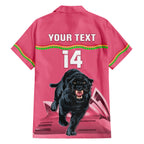 Custom Australia Day Panthers Family Matching Off Shoulder Short Dress and Hawaiian Shirt NRL 2024 Sydney Opera House With Map - Pink