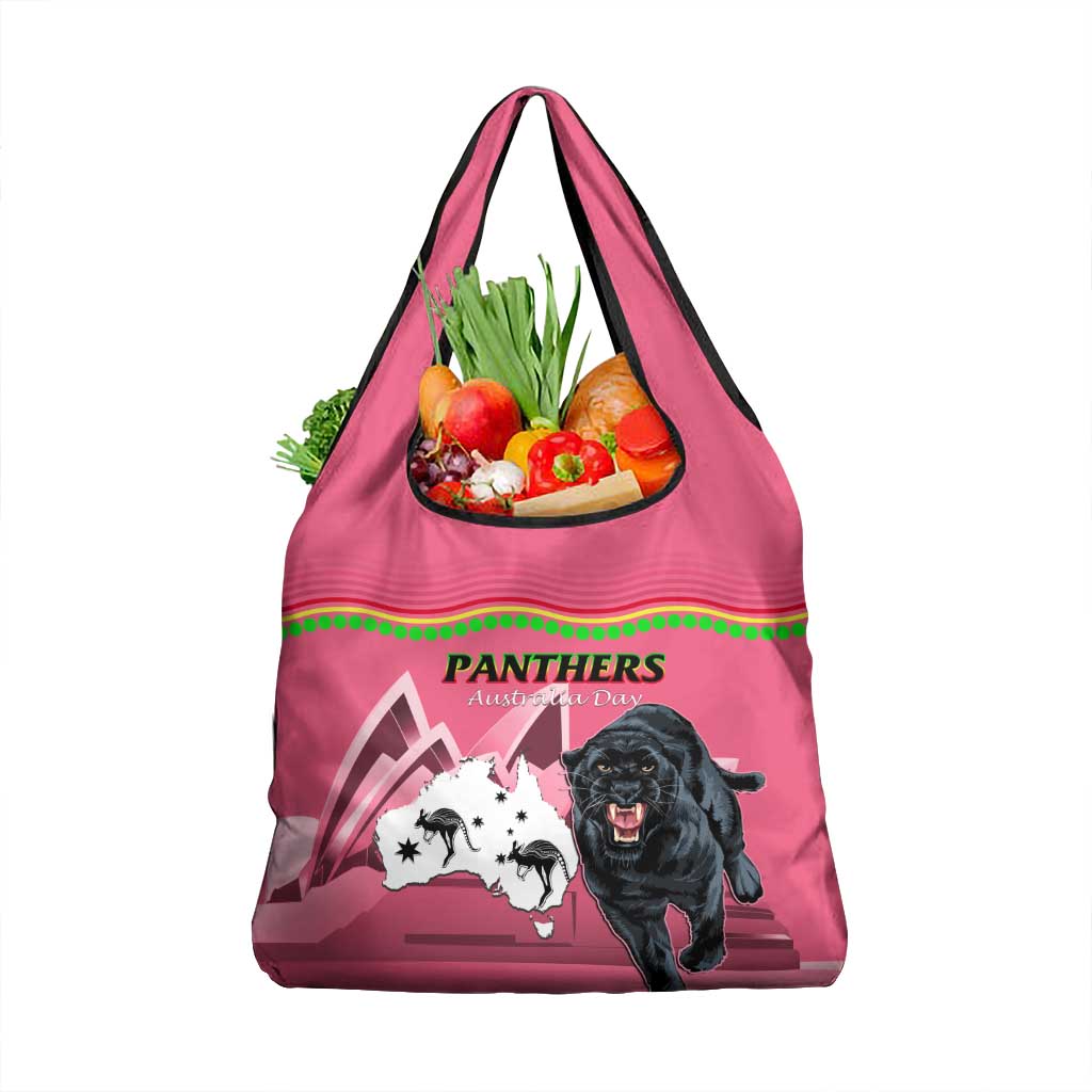 Australia Day Panthers Grocery Bag NRL 2024 Sydney Opera House With Map - Pink
