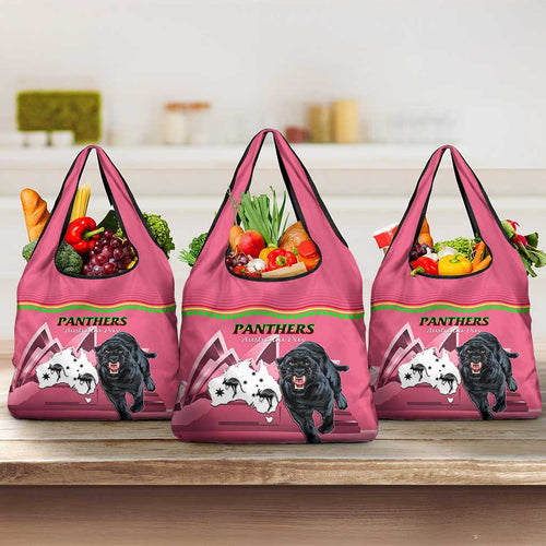Australia Day Panthers Grocery Bag NRL 2024 Sydney Opera House With Map - Pink