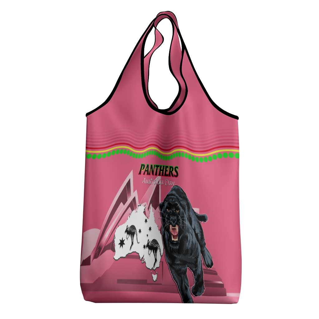 Australia Day Panthers Grocery Bag NRL 2024 Sydney Opera House With Map - Pink