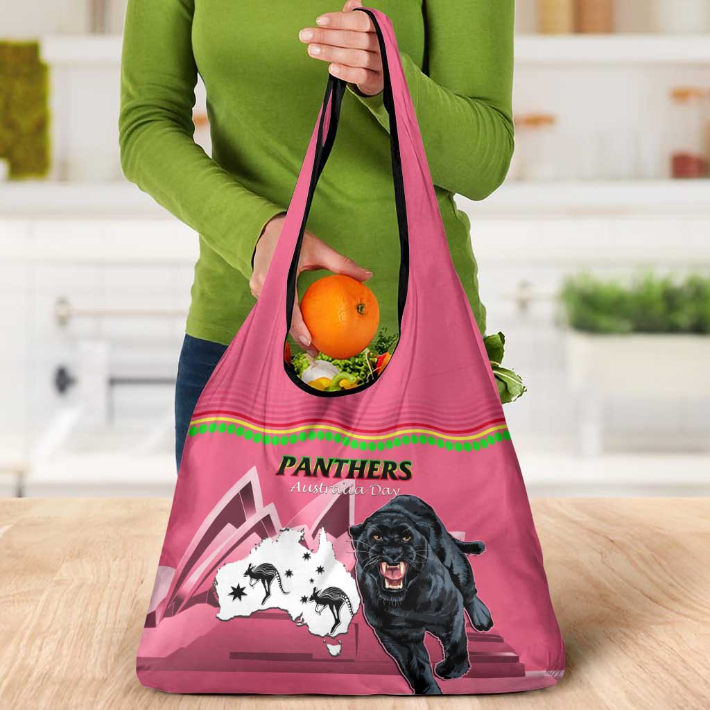 Australia Day Panthers Grocery Bag NRL 2024 Sydney Opera House With Map - Pink