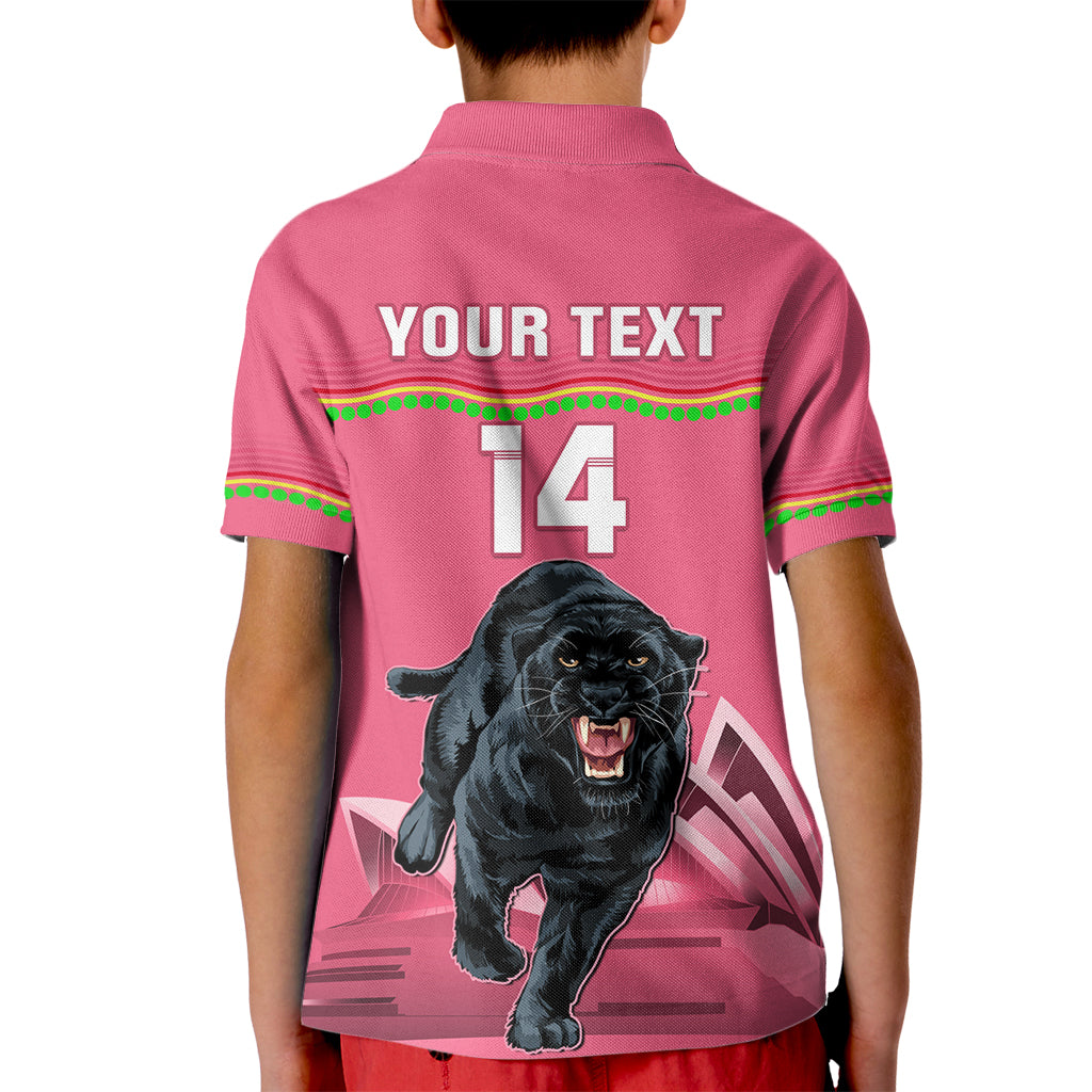 Custom Australia Day Panthers Kid Polo Shirt NRL 2024 Sydney Opera House With Map - Pink