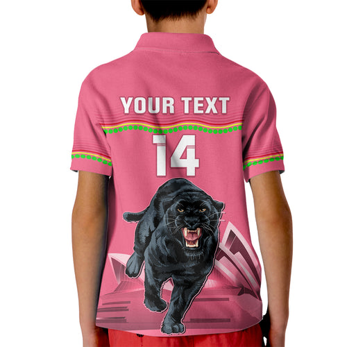 Custom Australia Day Panthers Kid Polo Shirt NRL 2024 Sydney Opera House With Map - Pink