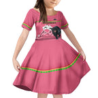 Custom Australia Day Panthers Kid Short Sleeve Dress NRL 2024 Sydney Opera House With Map - Pink