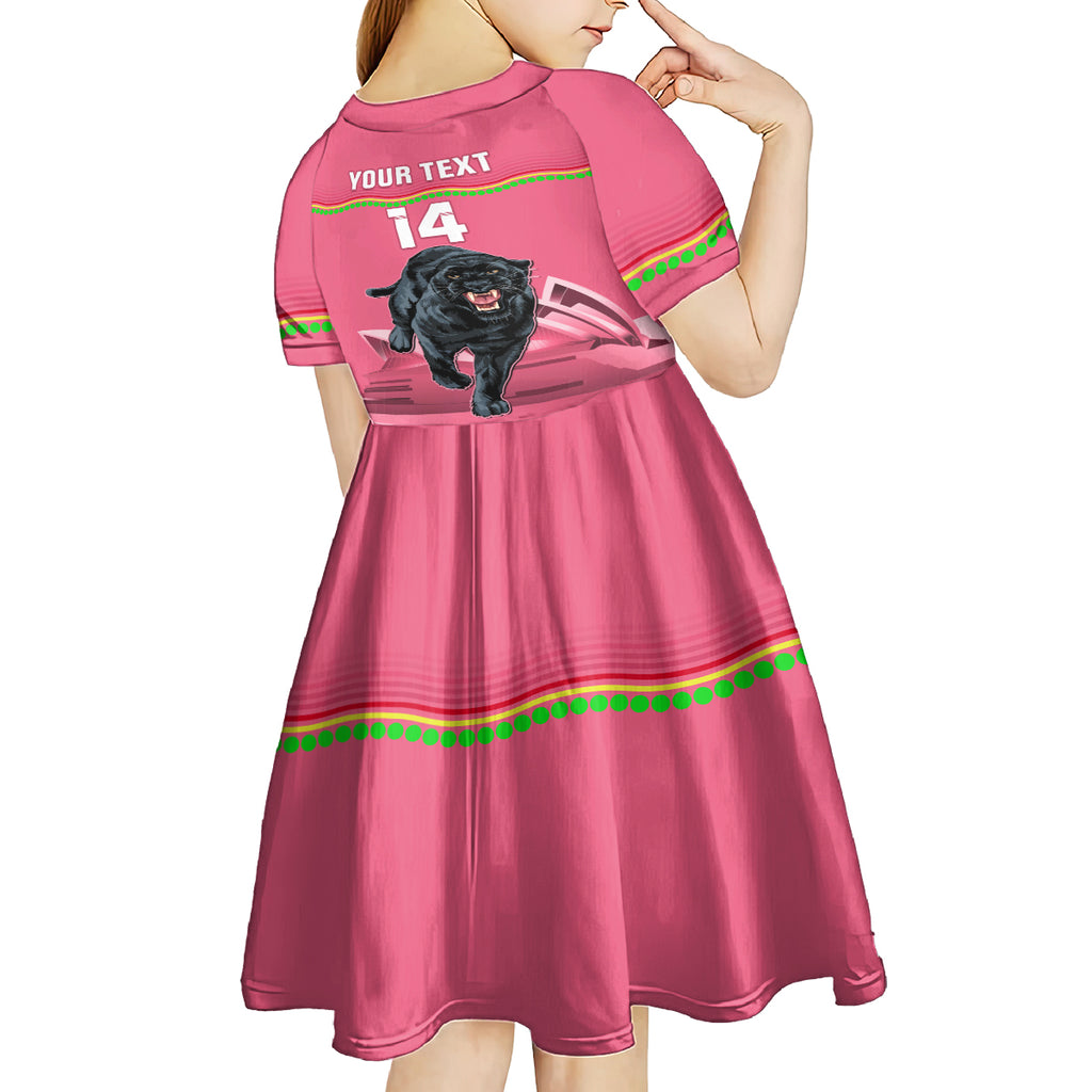 Custom Australia Day Panthers Kid Short Sleeve Dress NRL 2024 Sydney Opera House With Map - Pink