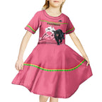 Custom Australia Day Panthers Kid Short Sleeve Dress NRL 2024 Sydney Opera House With Map - Pink