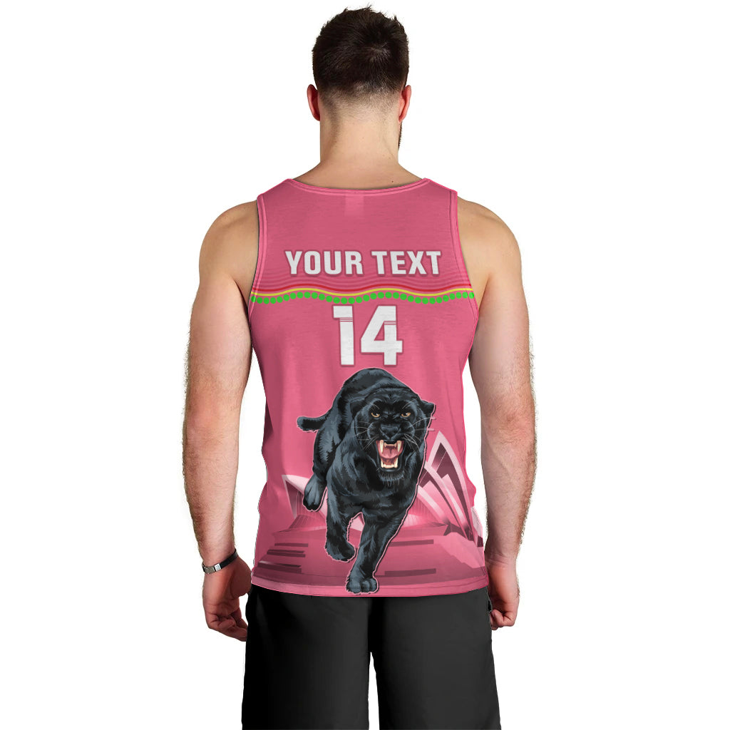 Custom Australia Day Panthers Men Tank Top NRL 2024 Sydney Opera House With Map - Pink