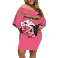 Custom Australia Day Panthers Off Shoulder Short Dress NRL 2024 Sydney Opera House With Map - Pink