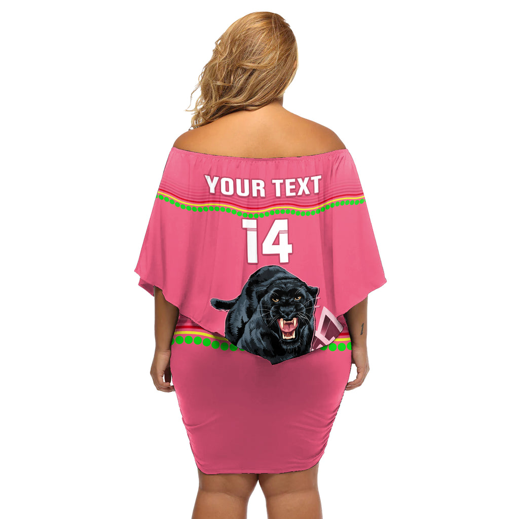Custom Australia Day Panthers Off Shoulder Short Dress NRL 2024 Sydney Opera House With Map - Pink