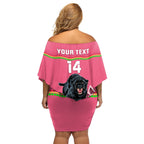 Custom Australia Day Panthers Off Shoulder Short Dress NRL 2024 Sydney Opera House With Map - Pink