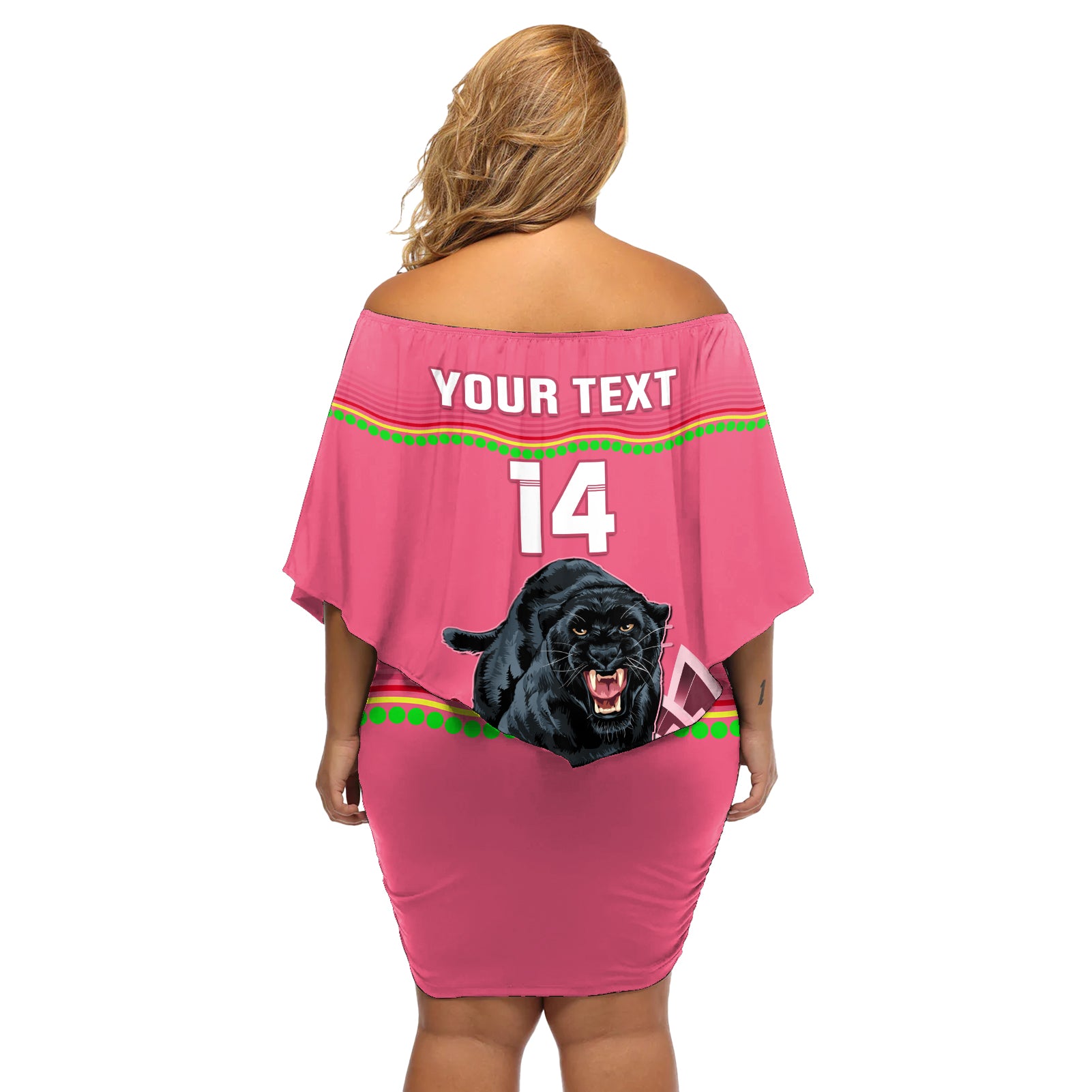 Custom Australia Day Panthers Off Shoulder Short Dress NRL 2024 Sydney Opera House With Map - Pink