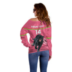 Custom Australia Day Panthers Off Shoulder Sweater NRL 2024 Sydney Opera House With Map - Pink
