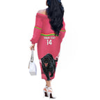 Custom Australia Day Panthers Off The Shoulder Long Sleeve Dress NRL 2024 Sydney Opera House With Map - Pink