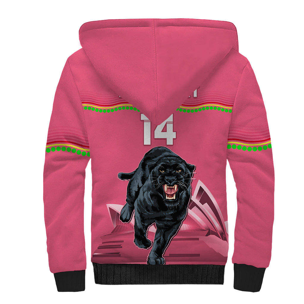 Custom Australia Day Panthers Sherpa Hoodie NRL 2024 Sydney Opera House With Map - Pink