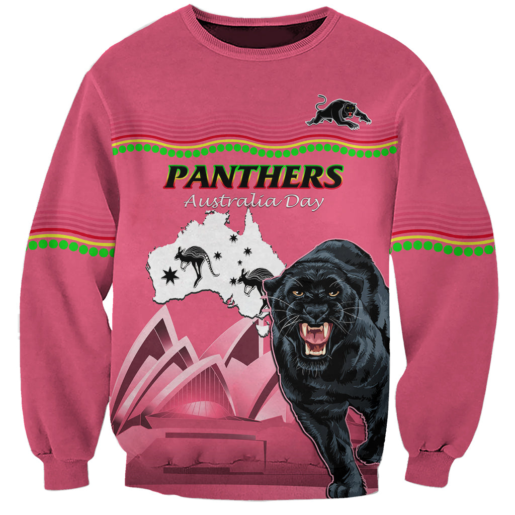 Custom Australia Day Panthers Sweatshirt NRL 2024 Sydney Opera House With Map - Pink