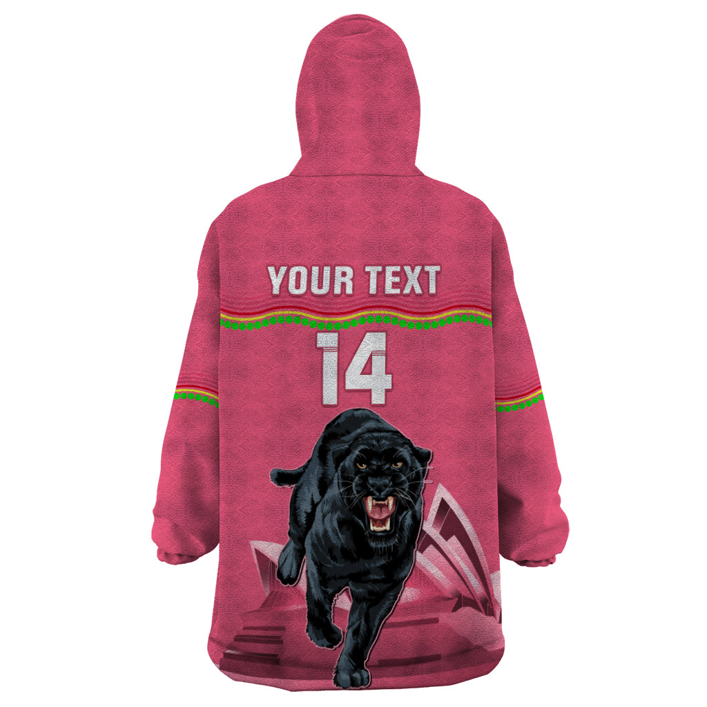 Custom Australia Day Panthers Wearable Blanket Hoodie NRL 2024 Sydney Opera House With Map - Pink
