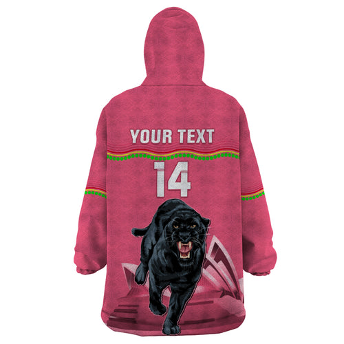 Custom Australia Day Panthers Wearable Blanket Hoodie NRL 2024 Sydney Opera House With Map - Pink