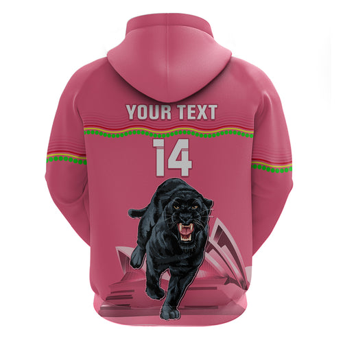 Custom Australia Day Panthers Zip Hoodie NRL 2024 Sydney Opera House With Map - Pink