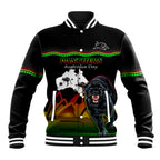 Custom Australia Day Panthers Baseball Jacket NRL 2024 Sydney Opera House With Map - Black
