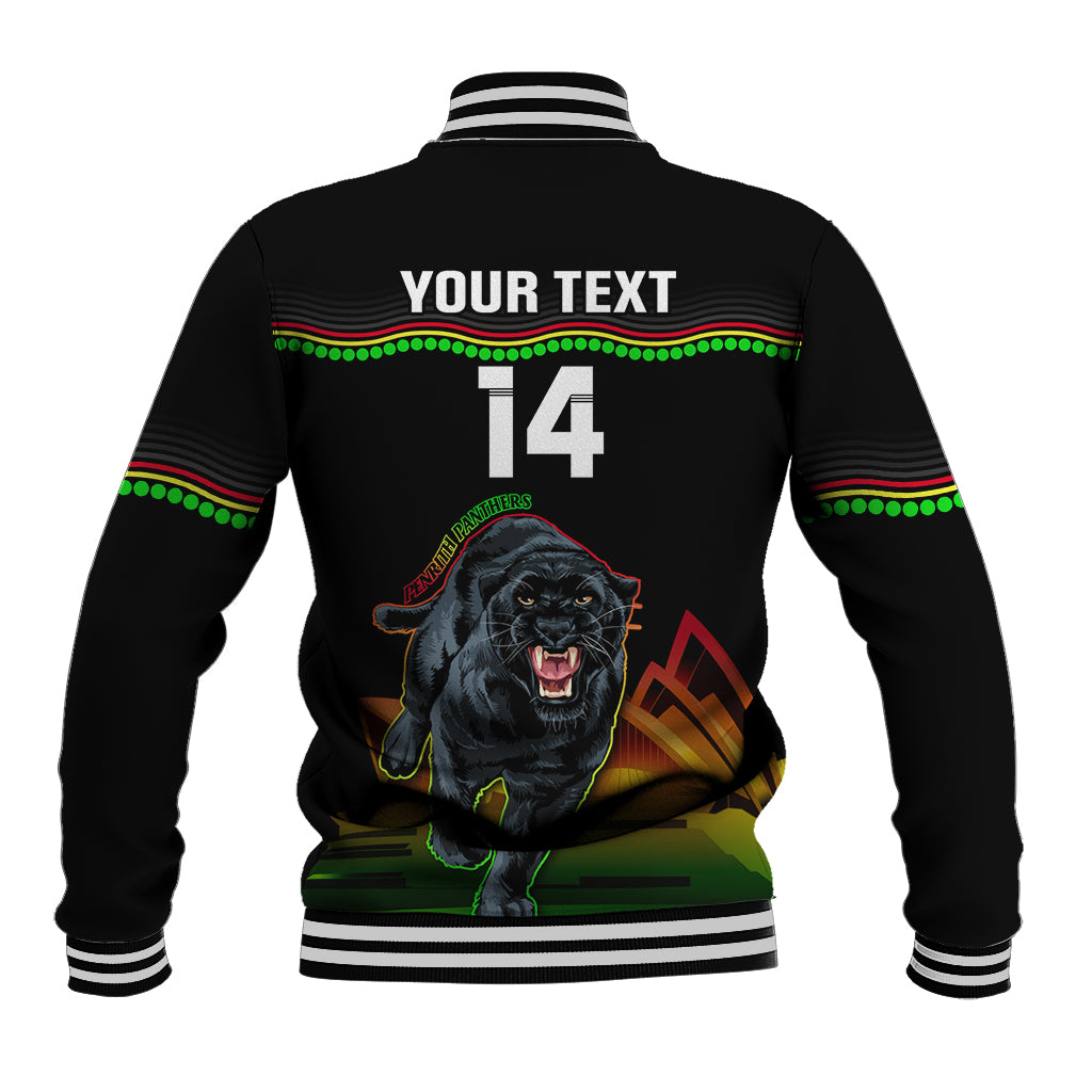 Custom Australia Day Panthers Baseball Jacket NRL 2024 Sydney Opera House With Map - Black