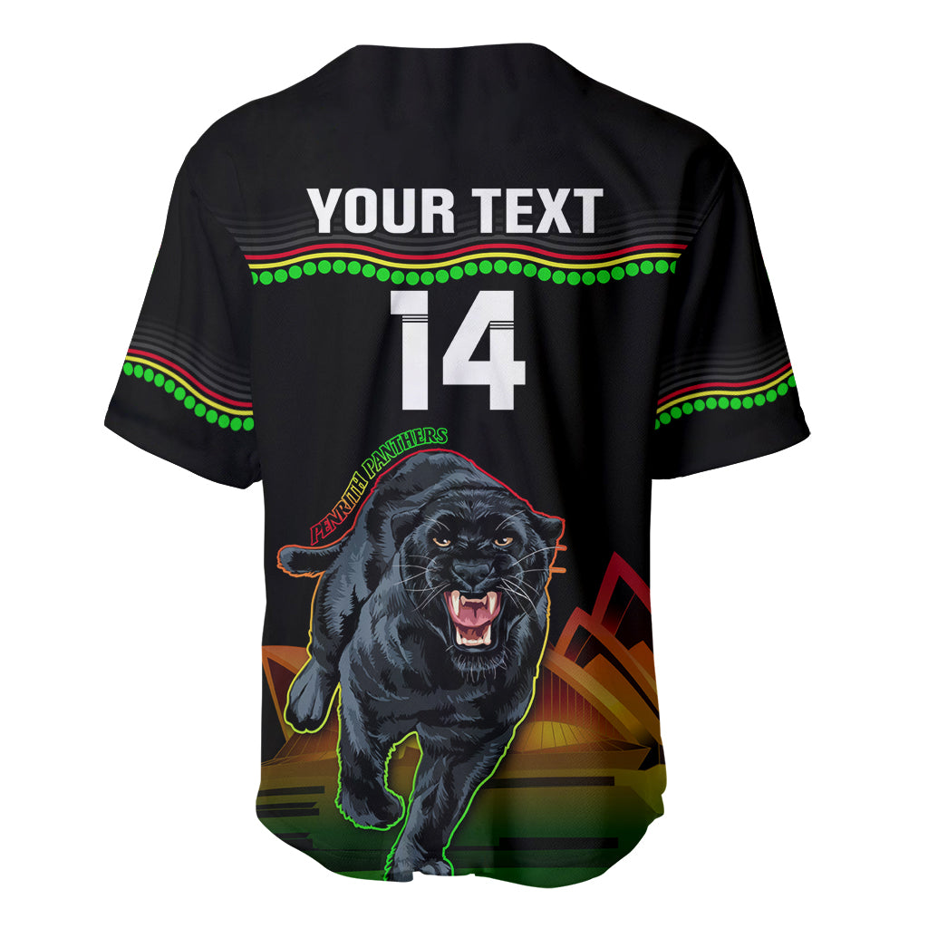 Custom Australia Day Panthers Baseball Jersey NRL 2024 Sydney Opera House With Map - Black
