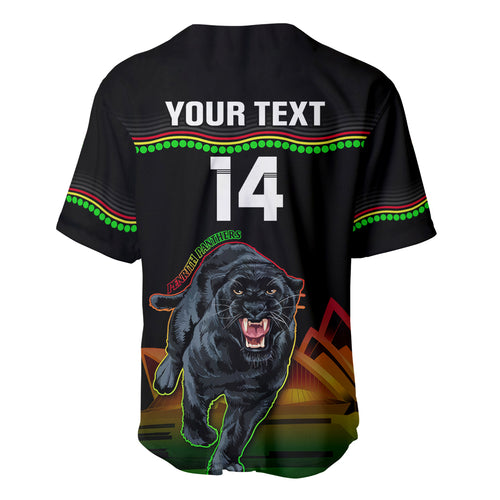 Custom Australia Day Panthers Baseball Jersey NRL 2024 Sydney Opera House With Map - Black