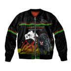 Custom Australia Day Panthers Bomber Jacket NRL 2024 Sydney Opera House With Map - Black