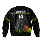 Custom Australia Day Panthers Bomber Jacket NRL 2024 Sydney Opera House With Map - Black