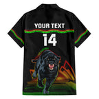 Custom Australia Day Panthers Family Matching Off Shoulder Short Dress and Hawaiian Shirt NRL 2024 Sydney Opera House With Map - Black