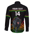 Custom Australia Day Panthers Family Matching Off Shoulder Short Dress and Hawaiian Shirt NRL 2024 Sydney Opera House With Map - Black
