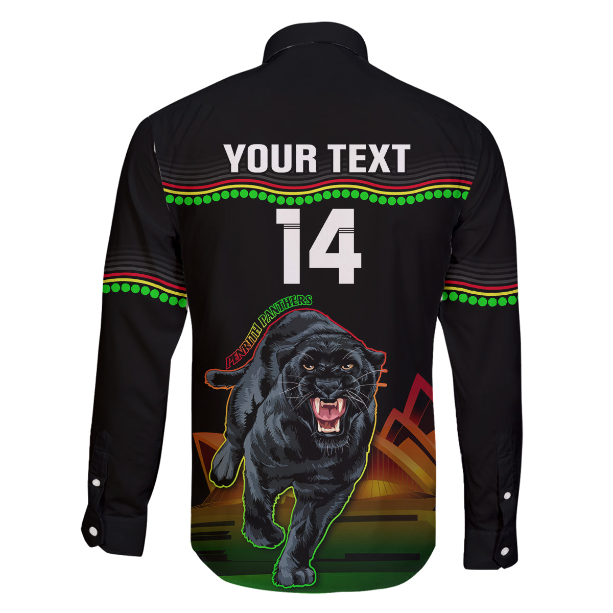 Custom Australia Day Panthers Family Matching Off Shoulder Short Dress and Hawaiian Shirt NRL 2024 Sydney Opera House With Map - Black