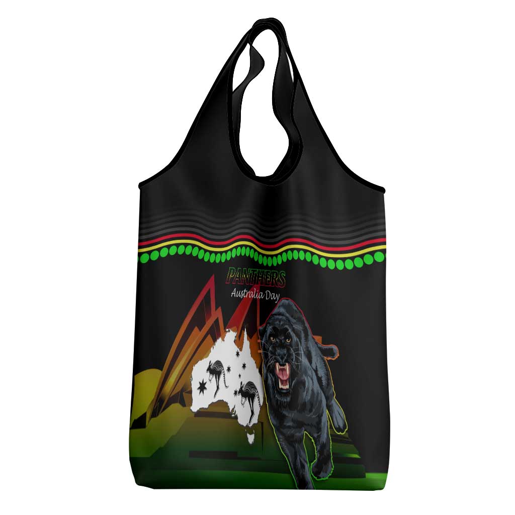Australia Day Panthers Grocery Bag NRL 2024 Sydney Opera House With Map - Black